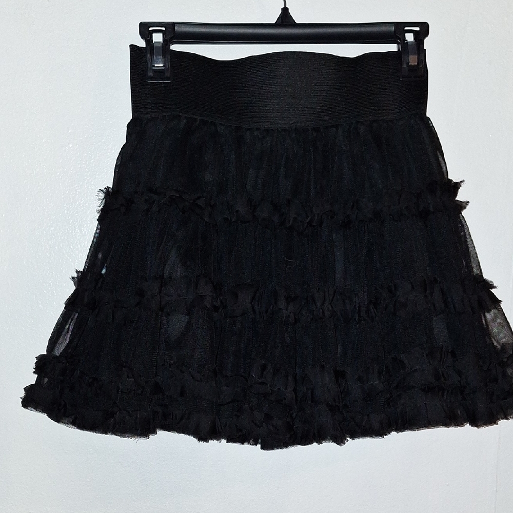 Forever 21 Black Ruffled Tiered Cocktail Mini Skirt